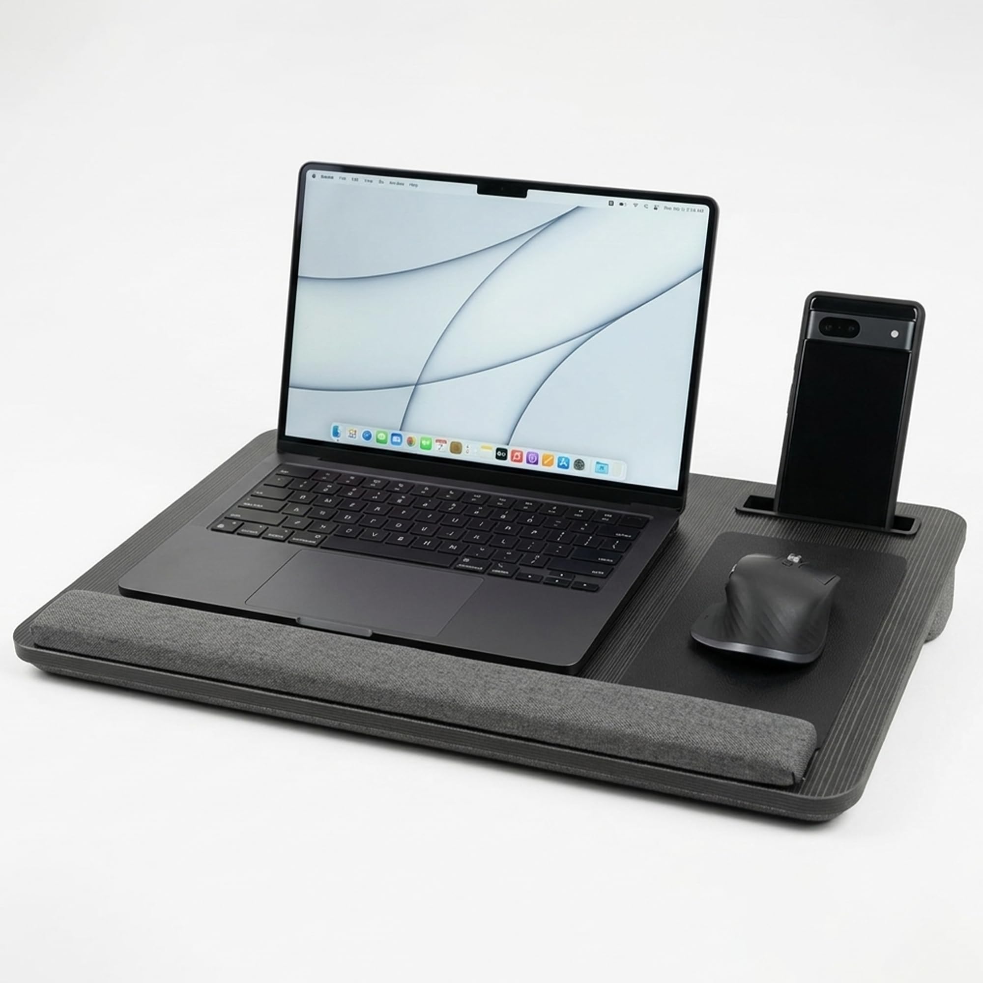 Artikel Lap Desk Pillow for Laptop - Fits Up to 17" Laptop Portable Bed Desk Tray Built-in Mouse pad& Wrist Support-Wooden Lapdesk for Work from Home & Study with Cushion (Black)