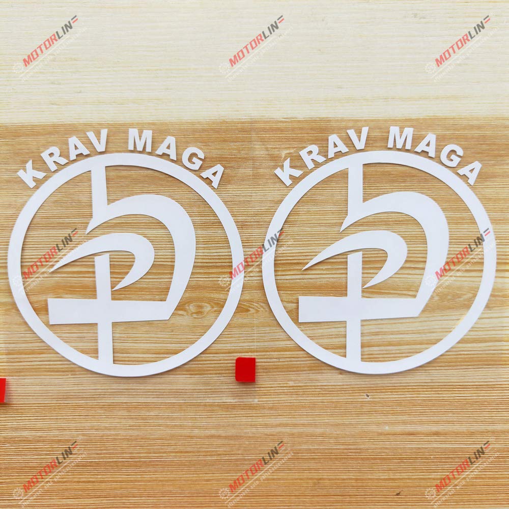 3S MOTORLINE2X White 4'' Krav MAGA Decal Sticker Combat IDF Israel Defence Force Jewish Car Vinyl die Cut no Background