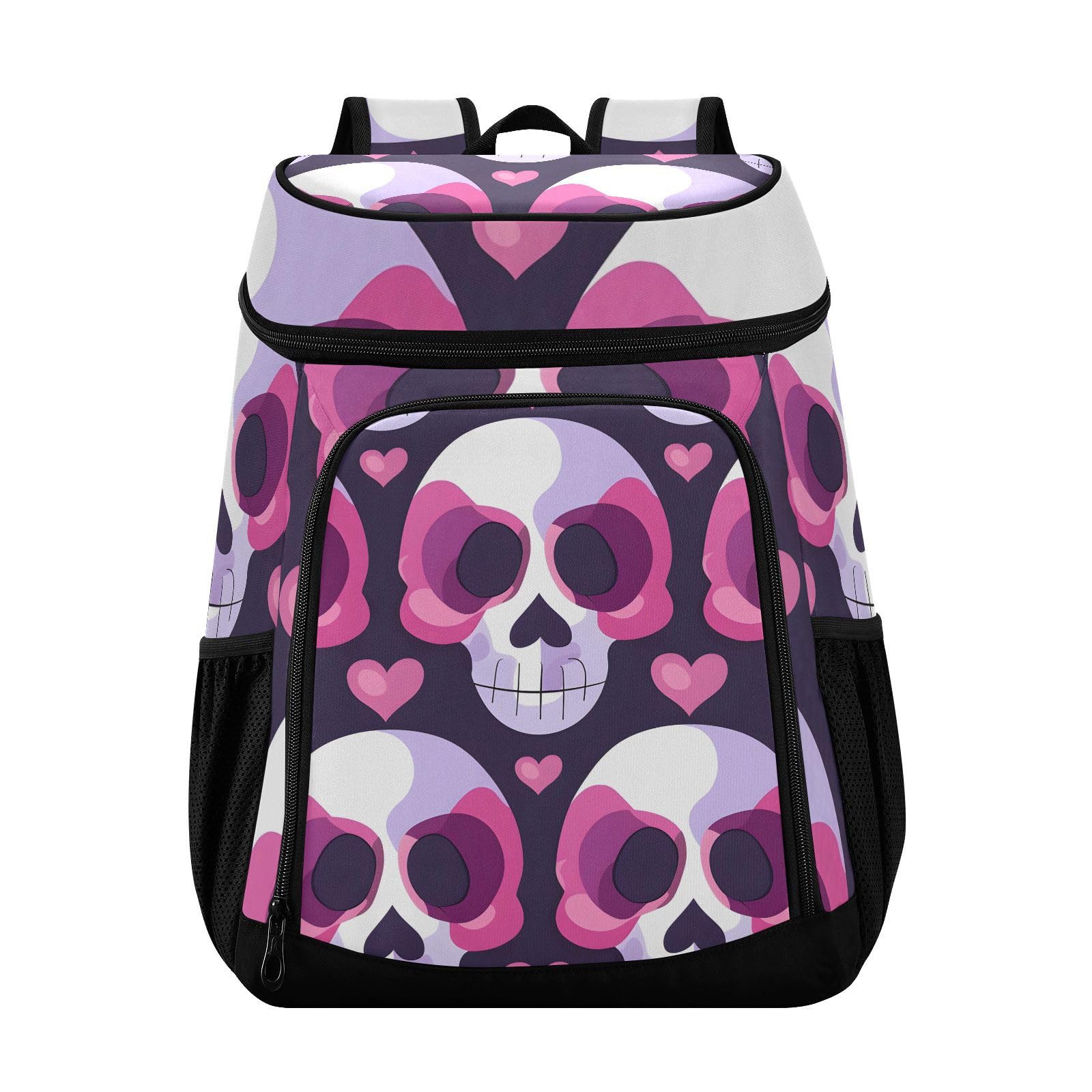 Funny Skull Head Skeleton Pink Cooler Backpack Cooler Insulated Leak Proof Lunch Backpack 36 Cans Waterproof Soft for Men Women Picnic Hiking Camping Beach