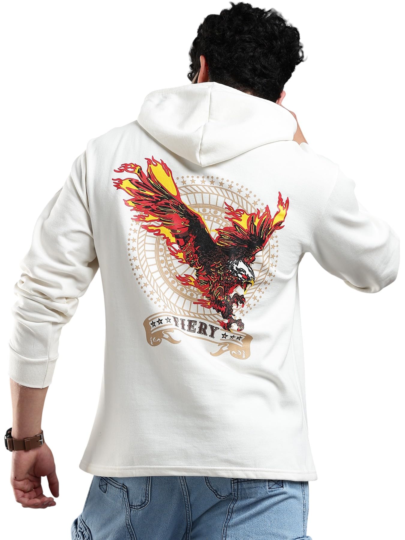 lewel Men's Stylish Hooded Graphic Printed Cotton Fleece Sweatshirt (Off White)-picture-53