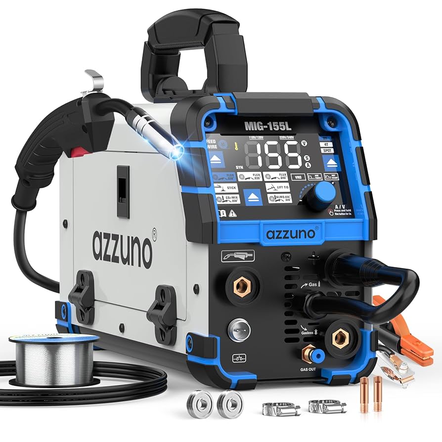 AZZUNO Aluminum MIG Welder 155A, 110V/220V Dual Vlotage 5 in