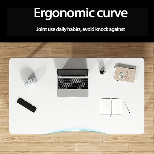 Miniatura 7 de Escritorio de computadora de 27 pulgadas, diseño ergonómico moderno, escritorio de oficina, mesa de computadora, placa gruesa, escritorio de