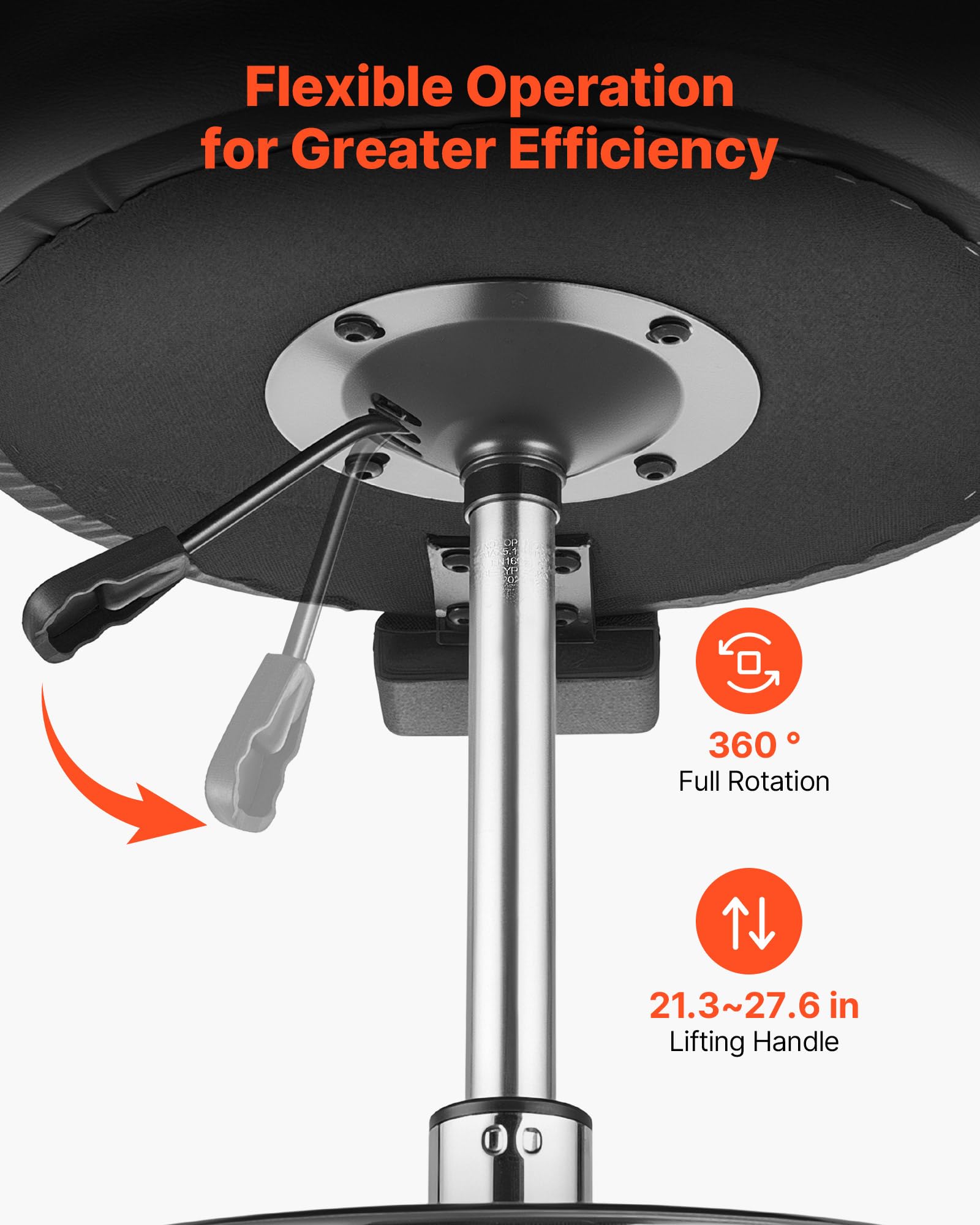 VEVOR Rollhocker 226,8 kg, Arbeitshocker Höhenverstellbar, mit Rückenlehne & Ergonomischem Sitz aus PU-Leder, 360° Drehbar, Ideal für Zahnarztpraxen, Kosmetikstudios & Kliniken, Schwarz
