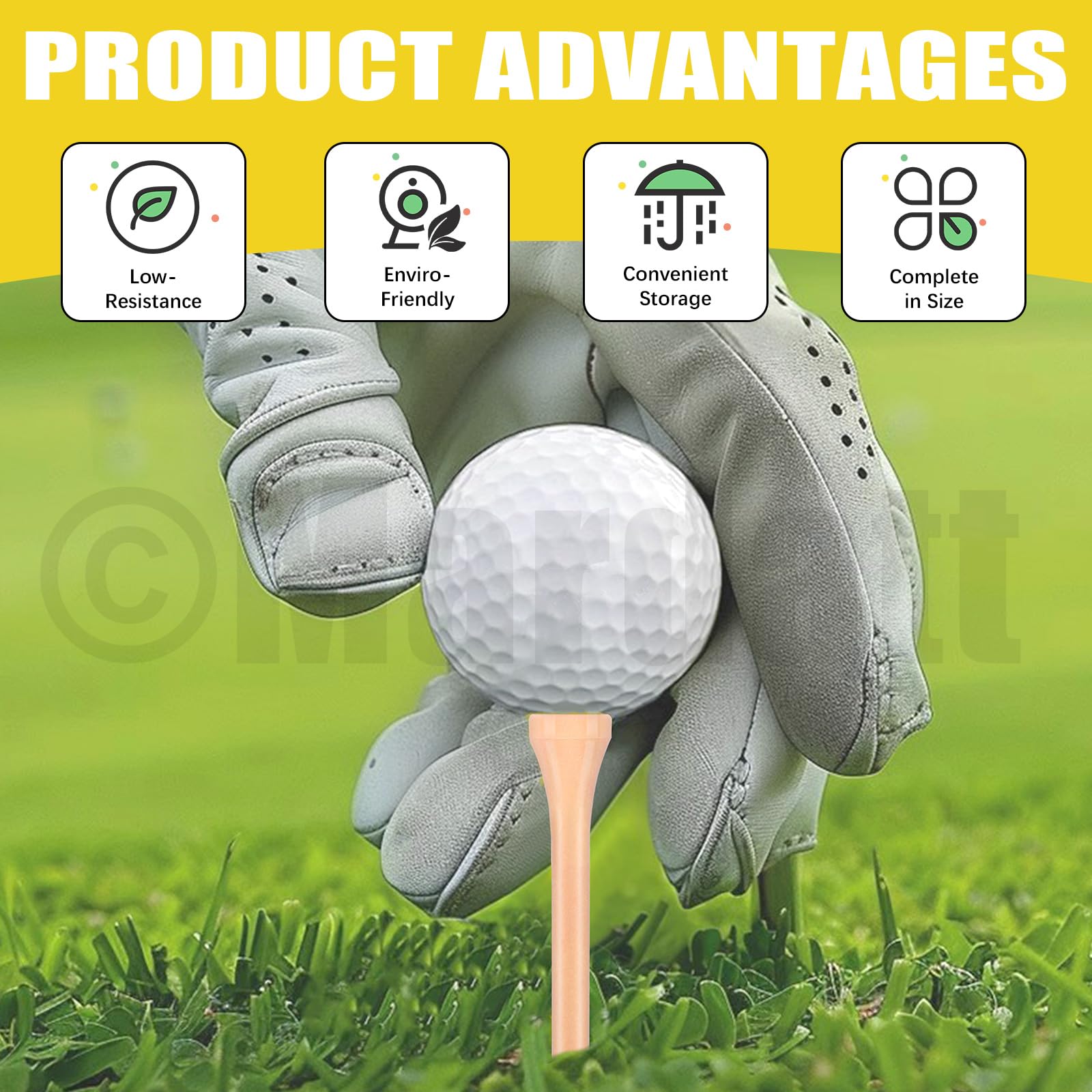 Mardatt 180Pcs Golf Tees, 1-3/5"(42mm), 2-1/8"(54mm), 2-3/4"(70mm), 3-1/4"(83mm) Bamboo Golf Tees - Image 4