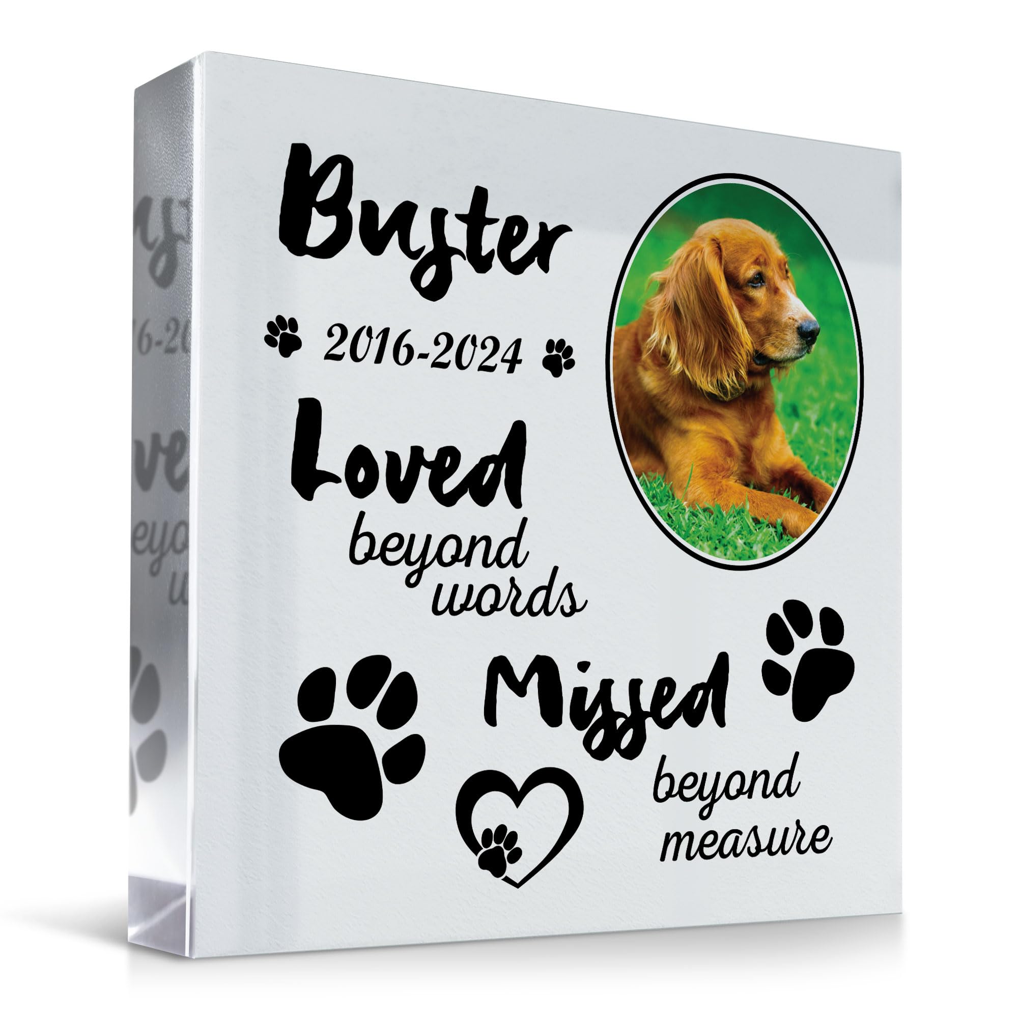 RED OCEAN Personalised Dog Memorial Gifts Custom Pet Memorial Plaques Pet Bereavement Gifts with Any Photo & Name Natural Slate Grave Plaque Gifts for Loss of Dog Cat Pet Puppy (Design 6)