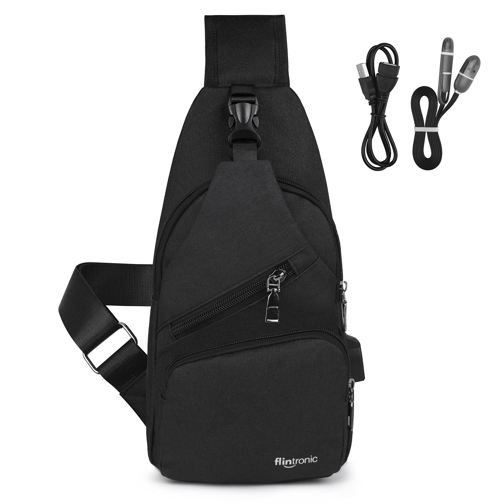 flintronic Zaino Monospalla Sling Bag, Borsa a Spalla Uomo, Borsello Tracolla (includere 1 Cavo USB)