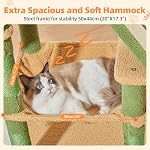 Taoqimiao Large Cat Tree, 58 Inch Cat Tower for Indoor Cats, Multi-Level Large Cat Condo with 8 Scratching Posts, Scratch Board for Cats, Cozy Hammock, 2 Pompoms, MSC026, Cactus