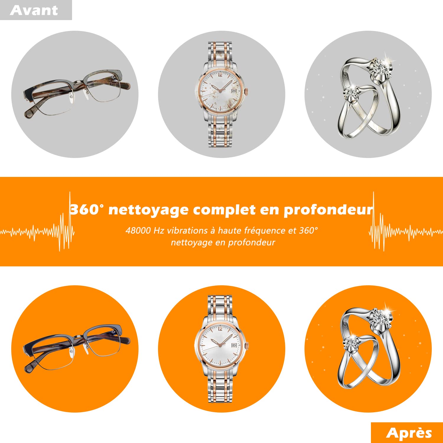 Nettoyeur à ultrasons pour bijoux, KECOOLKE 750 ml Nettoyant sonique avec minuterie numérique pour lunettes, bagues, pièces de monnaie, anneau, argent