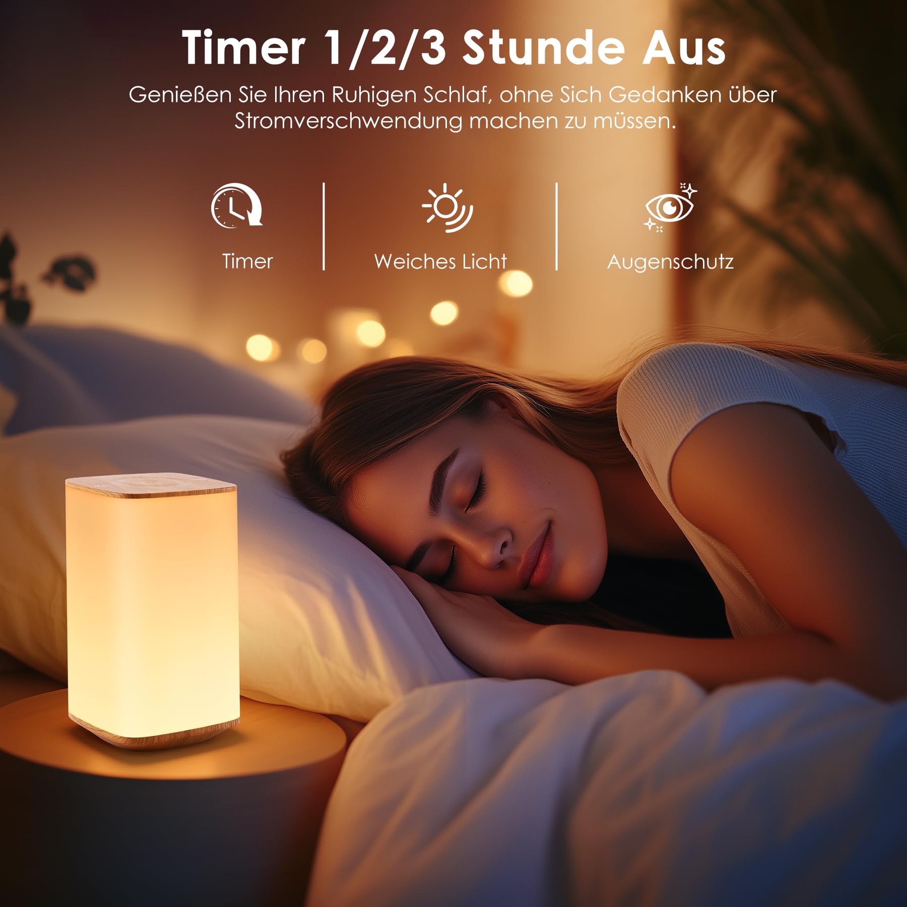 Bonsery LED Nachttischlampe 2er Set mit Fernbedienung, 3000mAh Stilllicht Touch Dimmbar mit 256 Farbwechsel & 3 Farbtemperaturen, Nachtlicht Dimmbar mit Memory Timer Funktion für Schlafen Stillen Büro