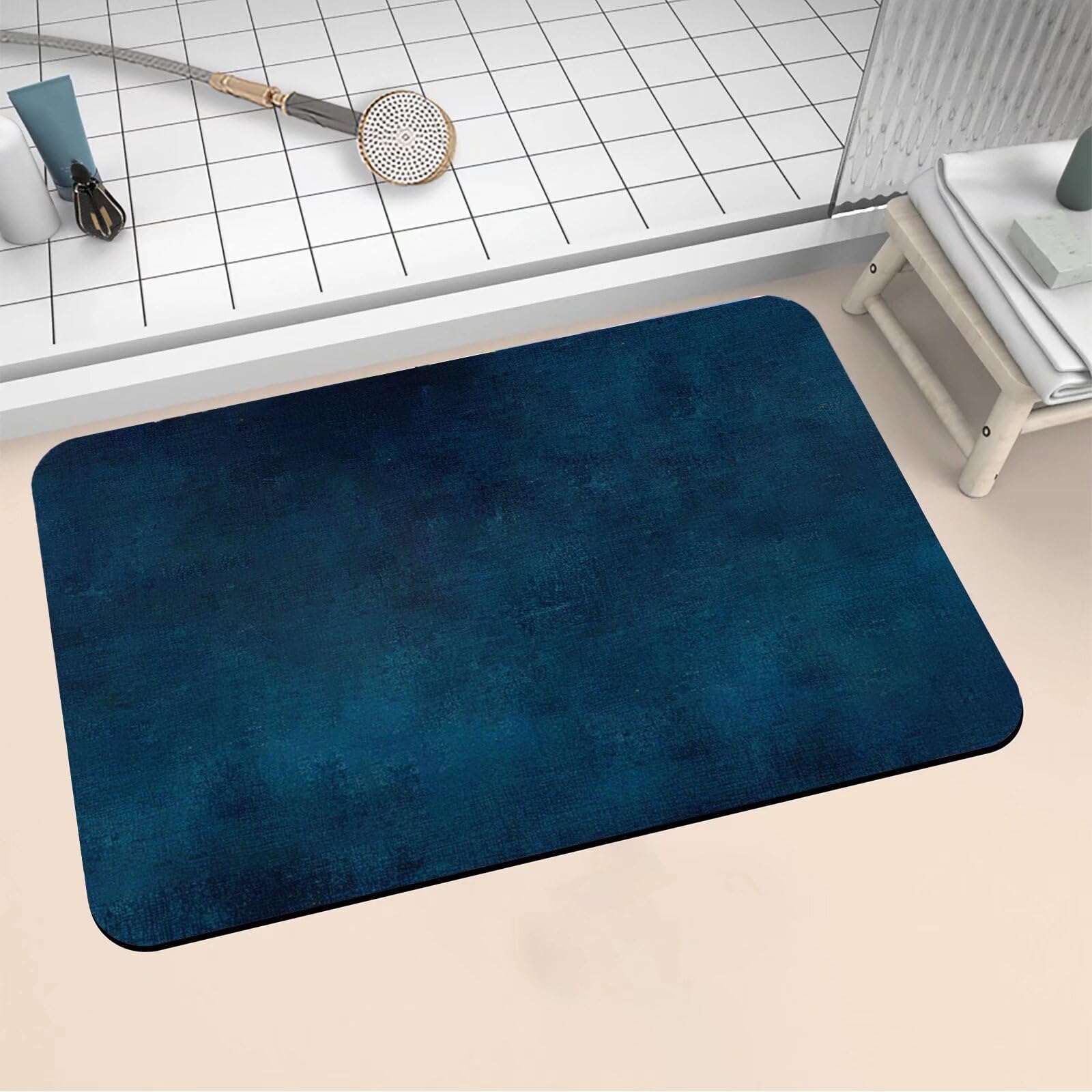 Tapis de bain diatomite grand format 100x160cm bleu pour douche et sol
