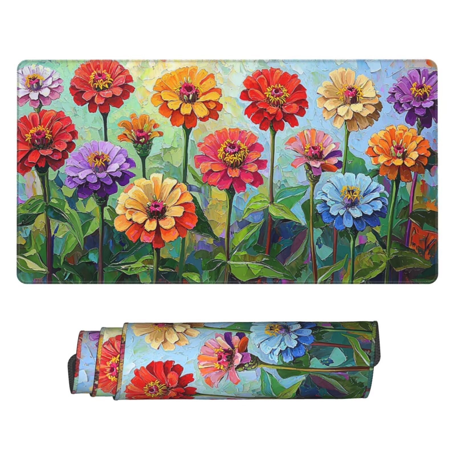 Podkładka pod mysz, gamingowa podkładka pod mysz, kolor kwiatowy, podkładka na biurko, duża, XXL, 160 x 80 x 0,3 cm, antypoślizgowa gumowa podstawa, zoptymalizowana pod czujniki gier, rozszerzona