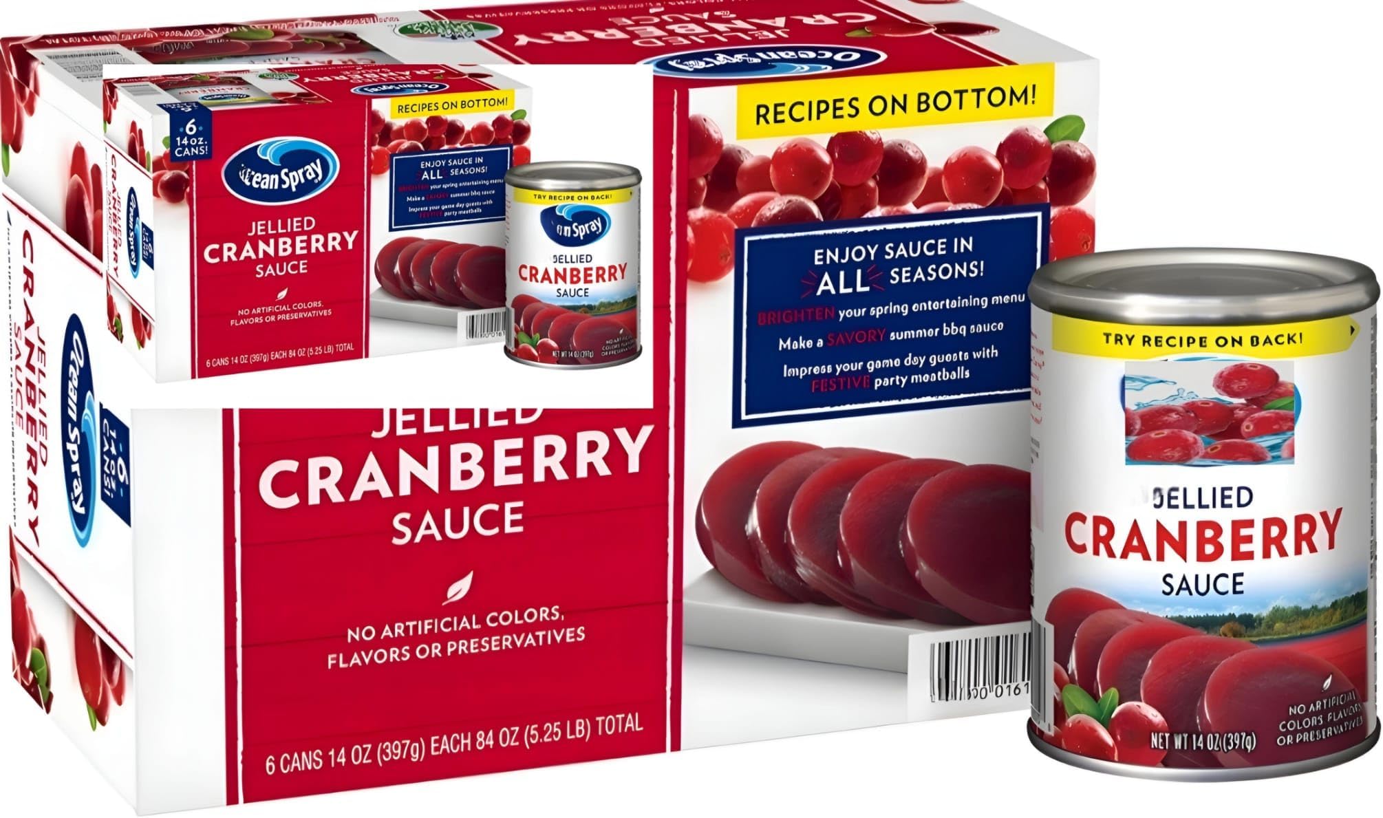 Holiday Signature Jellied Cranberry Sauce, 14 oz, Pack of 6 Cans