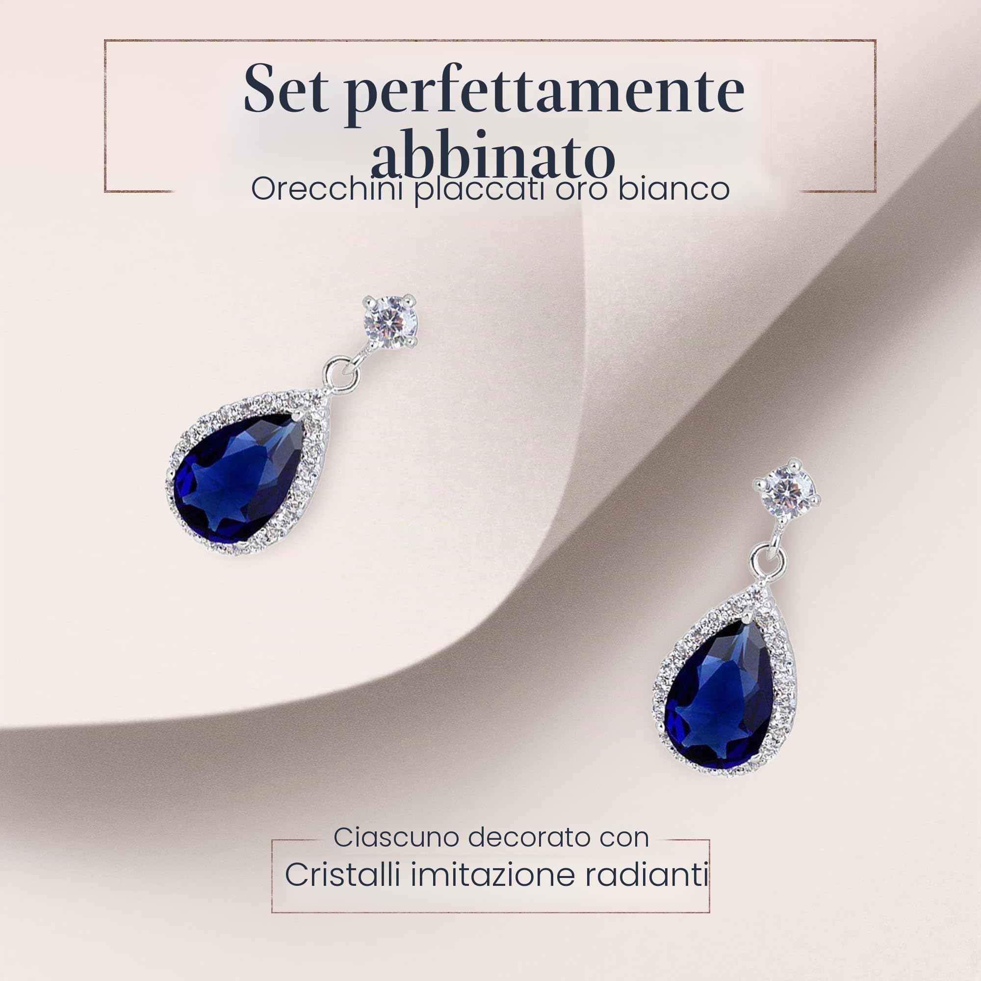 Crystalline Azuria Parures Lacrime per Donne Nozze Sposa Gioielleria Parure Con Collana e Orecchino Zirconia Damigella D'onore Gioielleria