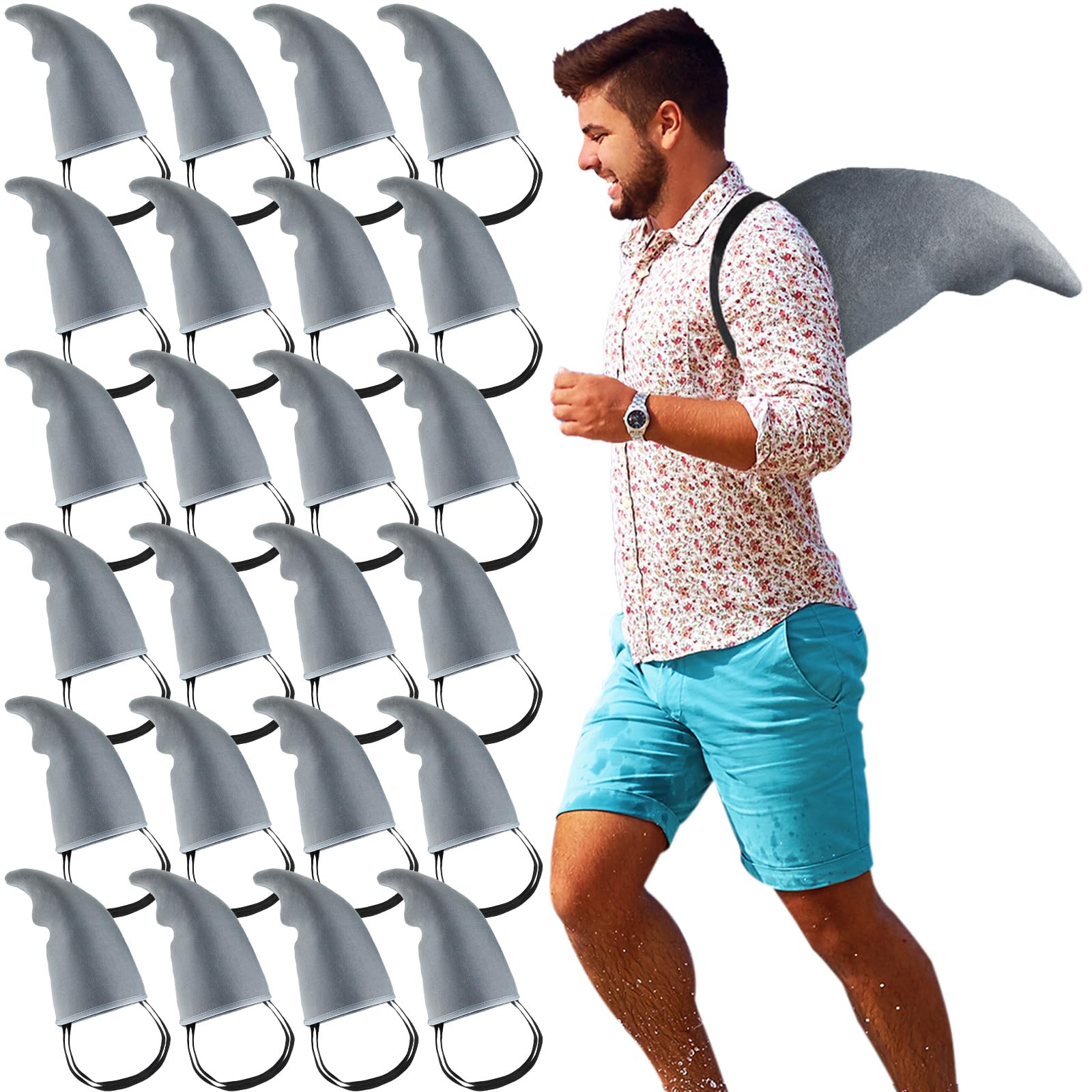 Lewtemi 24 Pcs Halloween Shark Fin Accessory Shark Fin Costume Shark Costume Props Easy to Wear Shark Accessories for Adults Halloween Christmas Cosplay Supplies, Gray
