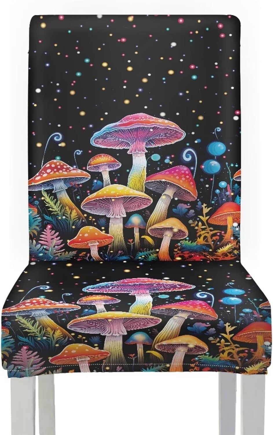 Wanyint Stretchable Dining Chair Covers 4-Pack, Machine Washable Universal Fit Chair Slipcovers, Polyester Spandex Furniture Protector for Home and Kitchen Decor, Mushroom Galaxy