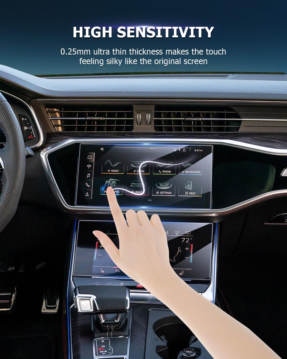 Protections écran Verre Trempé Pour Audi A6/A7/Q7/Q8 (2019-2024) - 3 Pièces, 9H, 0,25 Mm | Navigation + Divertissement Arrière