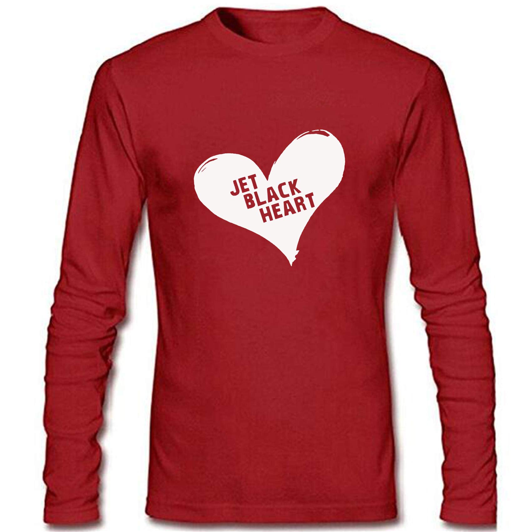 Men's Jet Black Heart Casual Loose Shirts (Red,XXL)