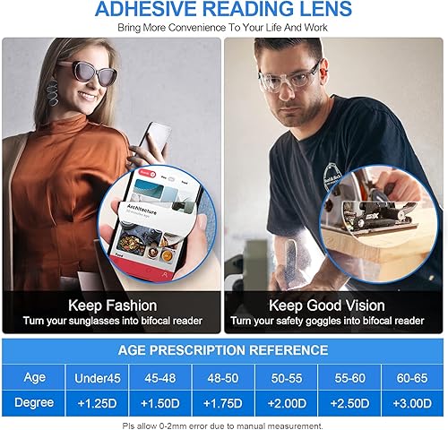 Miniatura 5 de OKH Lector de lentes bifocales adhesivas, lentes de lectura con aumento adhesivo para gafas, no necesita agua