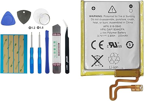 616-0640 616-0639 Batería de repuesto compatible con iPod Nano 7, iPod Nano 7th, iPod Nano 5th16G, A1446 con kit de herramientas