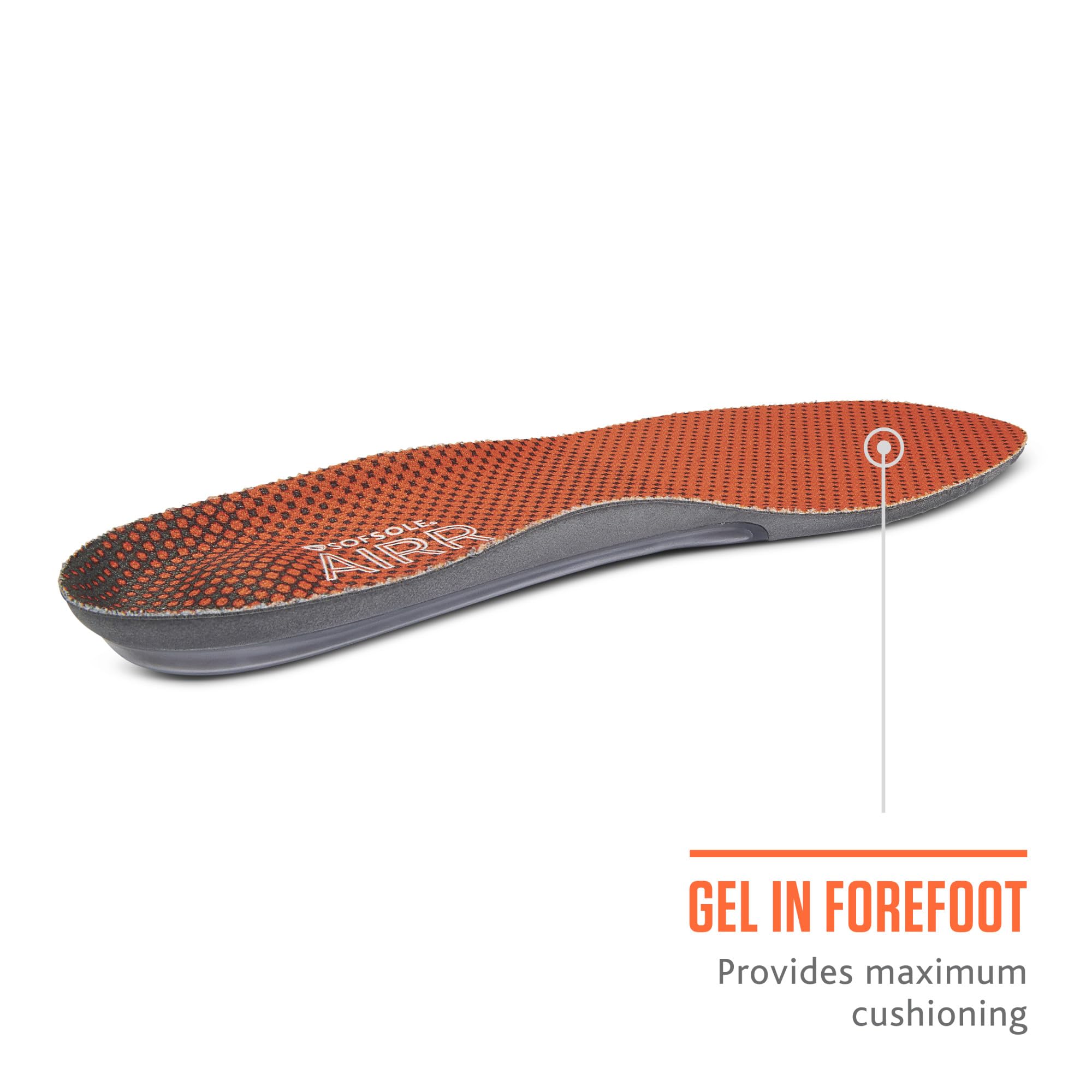 Sof Sole Plantillas AIRR Performance de gel de longitud completa para zapatos para hombre, Naranja, 13-14
