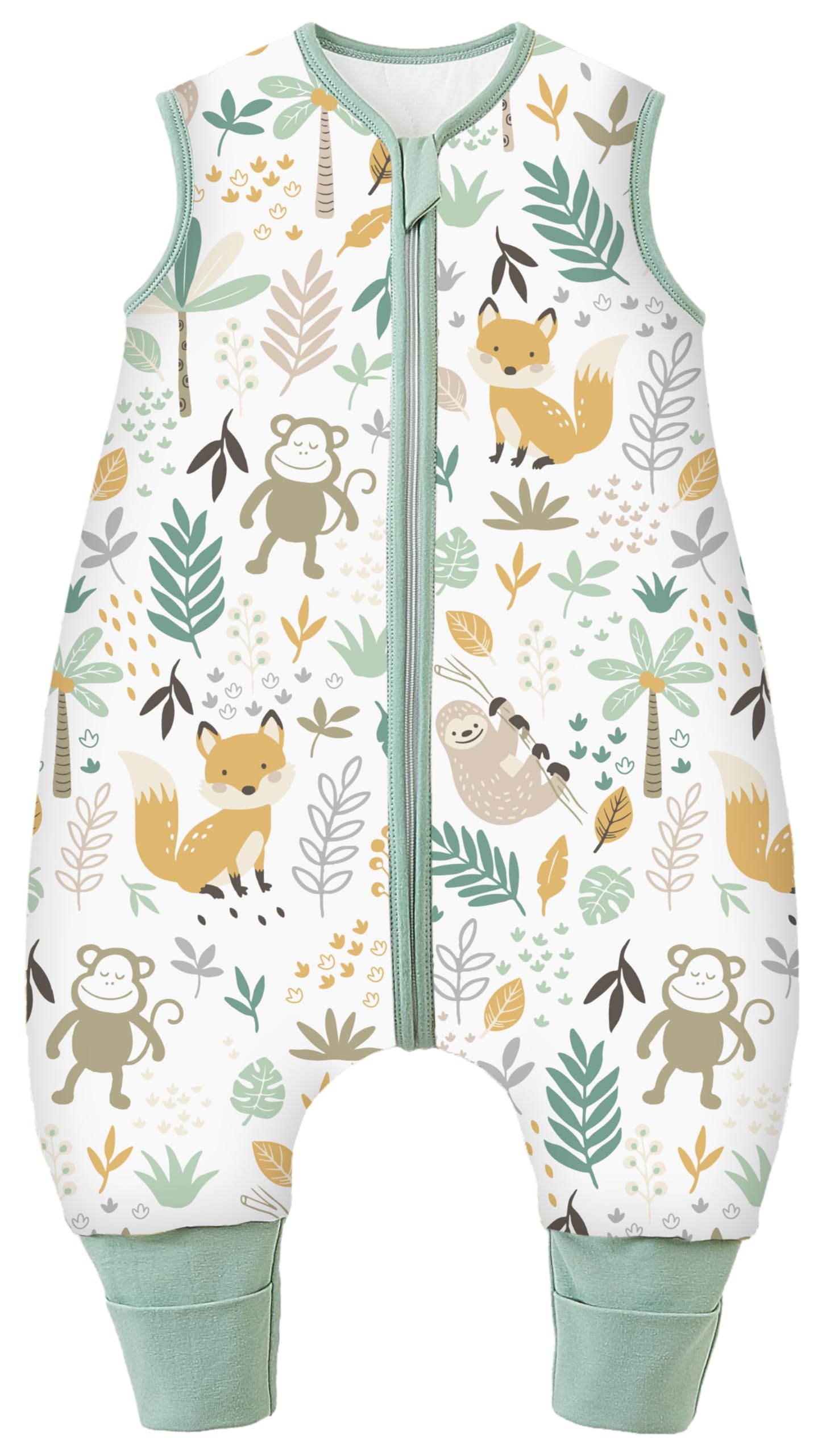 Chilsuessy Baby Schlafsack mit Füßen 3.5 Tog Kinder Winter Schlafsack Soft Baumwolle Baby Schlafsack mit Beinen für Jungen und Mädchen, 3.5 Tog/Wald, 70cm/Baby Höhe 75-85cm