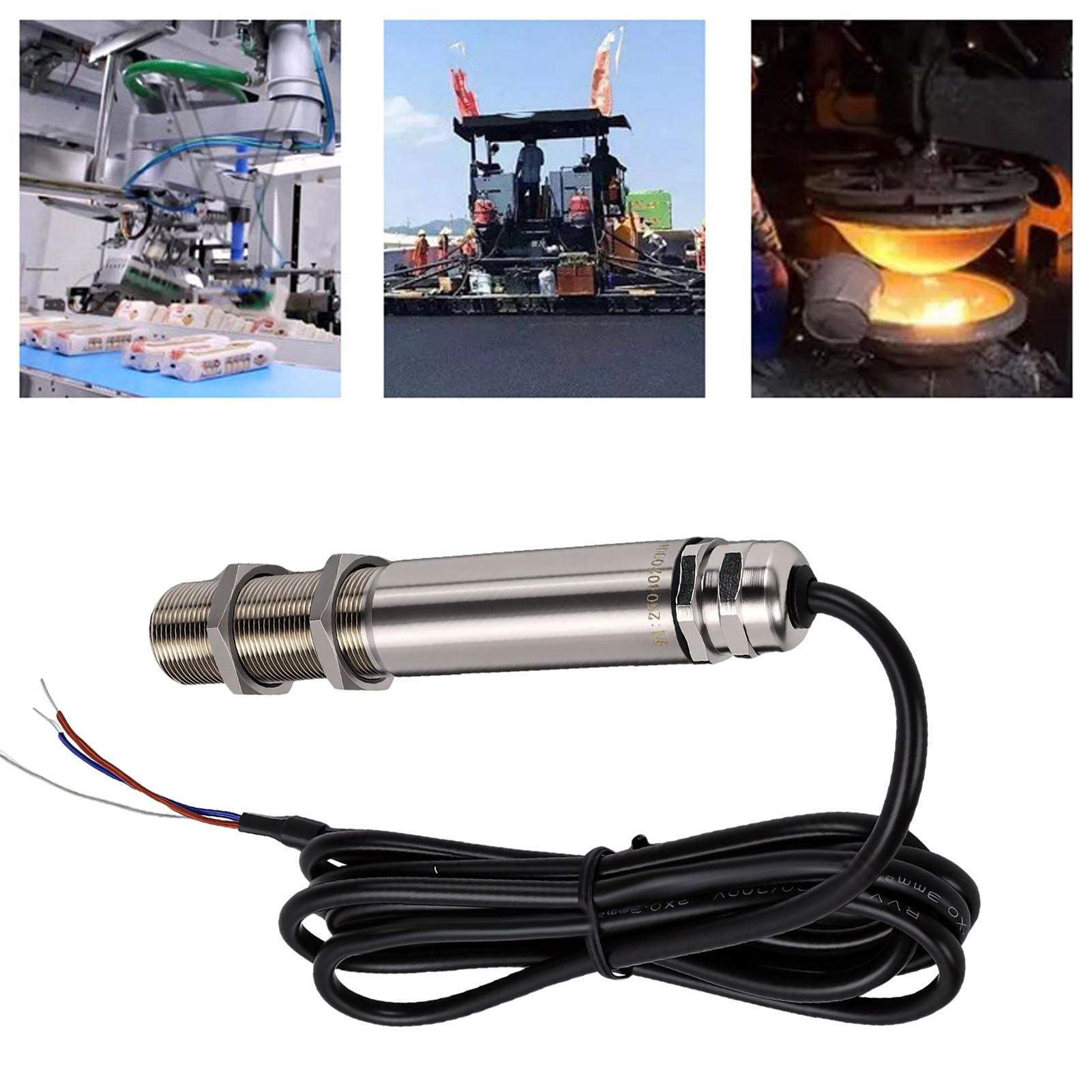 GOWENIC Online-Infrarot-Temperatursensor 0–200 °C, Industrielle Berührungslose Sendersonde, 4–20 MA Ausgang, IP65-Edelstahl, Schnelle 300 Ms Reaktion für Gefährliche Umgebungen