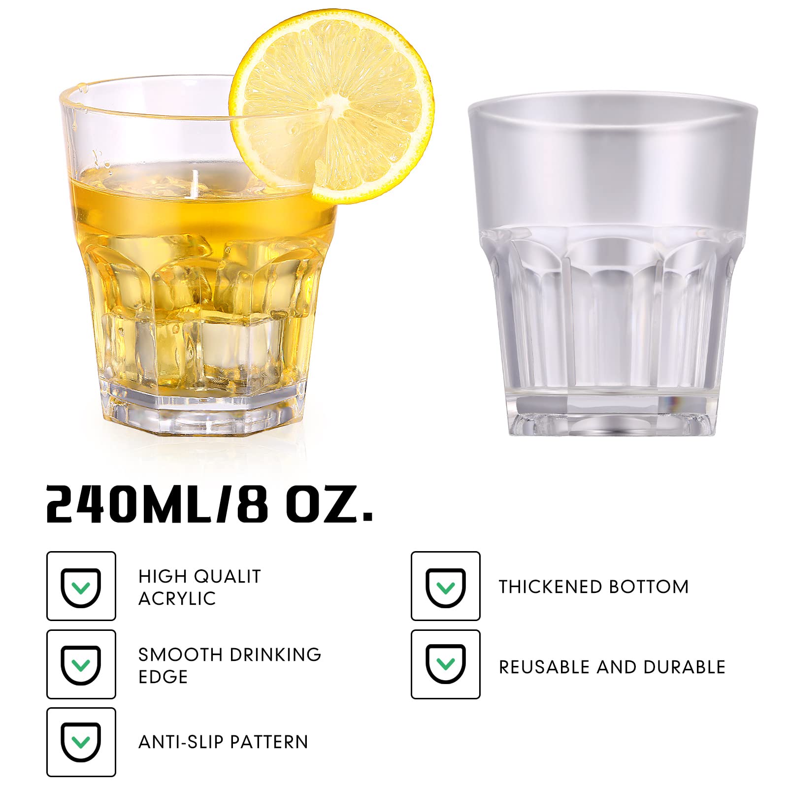 Elle Decor Acrylic 25oz Tumblers, Set Of 4 - Shatterproof, BPA-Free, Dishwasher Safe Drinking Glasses - View #9