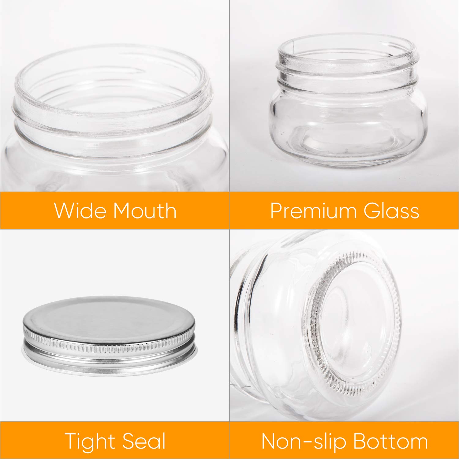 Accguan - Botes De Cristal Con Tapa Regular, 4 Onzas, Ideales Para Miel, Mermelada, Regalos De Boda, Regalos De Ducha, Comida De Bebé, Tarros Pequeños
