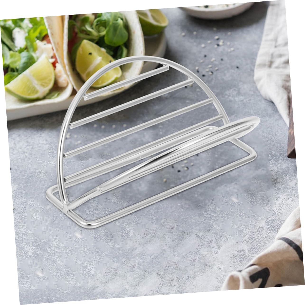 Soporte para Tacos De Acero Inoxidable Resistente y Compacto, Pack De 4 Piezas para Cocina y Restaurantes, Apto para Hornos y Lavavajillas, Exhibidor Versátil para Tacos Blandos y Postres