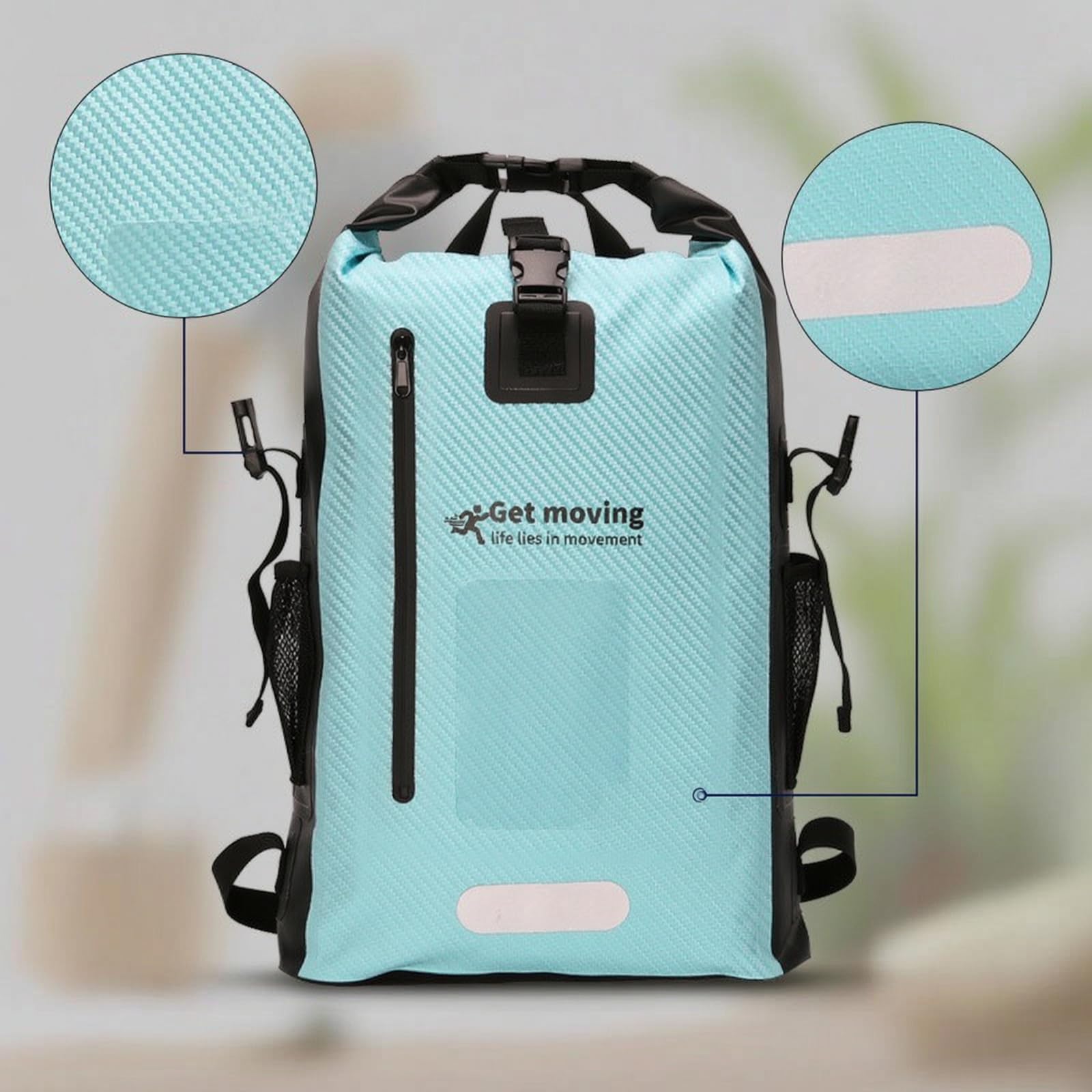 Zaino Impermeabile da Zaino Roll-Top Durevole Borsa per Trekking, Sportivo/Casual, Array, Azzurro