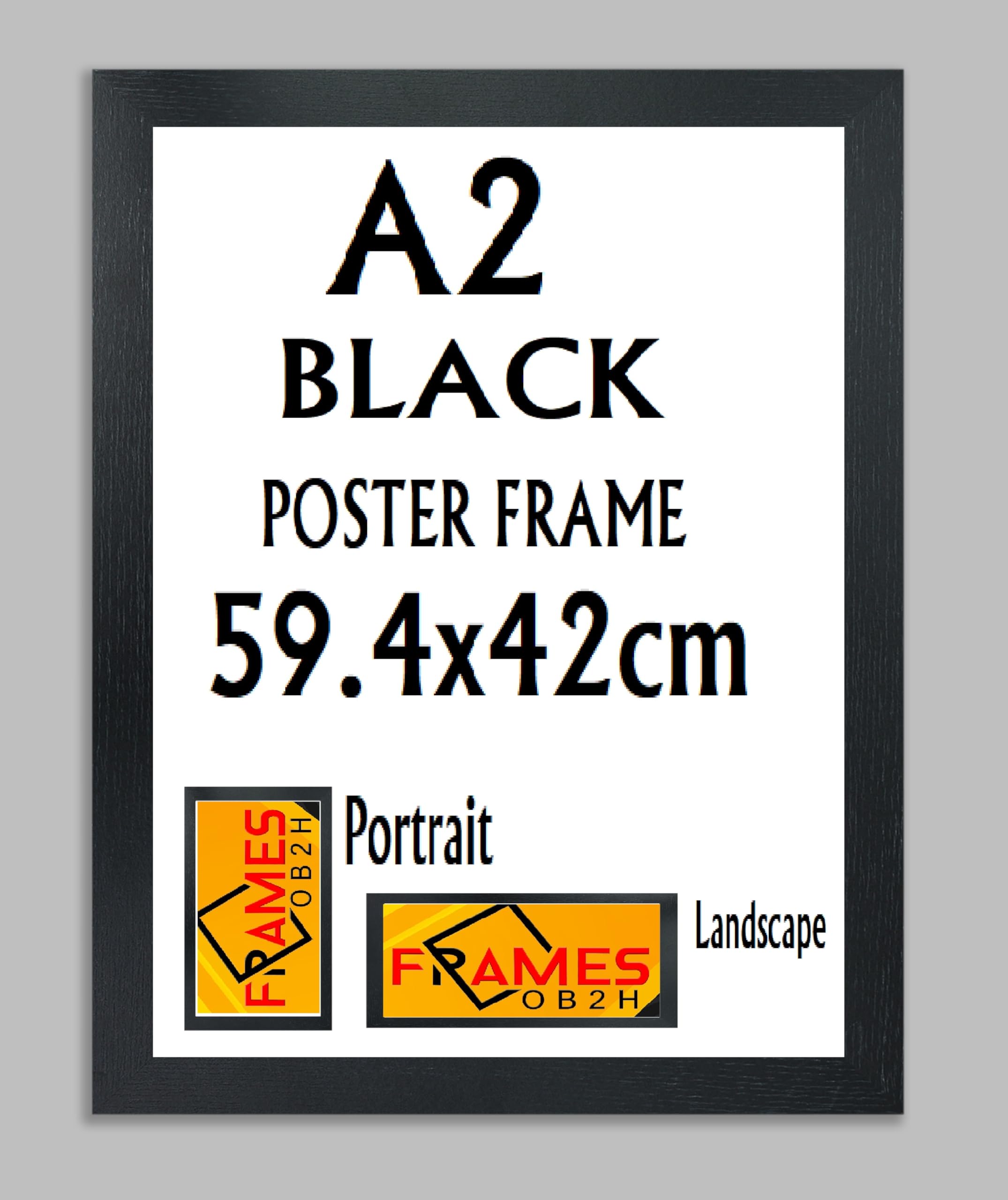 Ob2h Black ,Oak, Photo,Picture,Poster Frames, Portrait And Landscape Shatterproof Acrylic Glass Wall Hanging Frames (, A2,59.4X42cm)