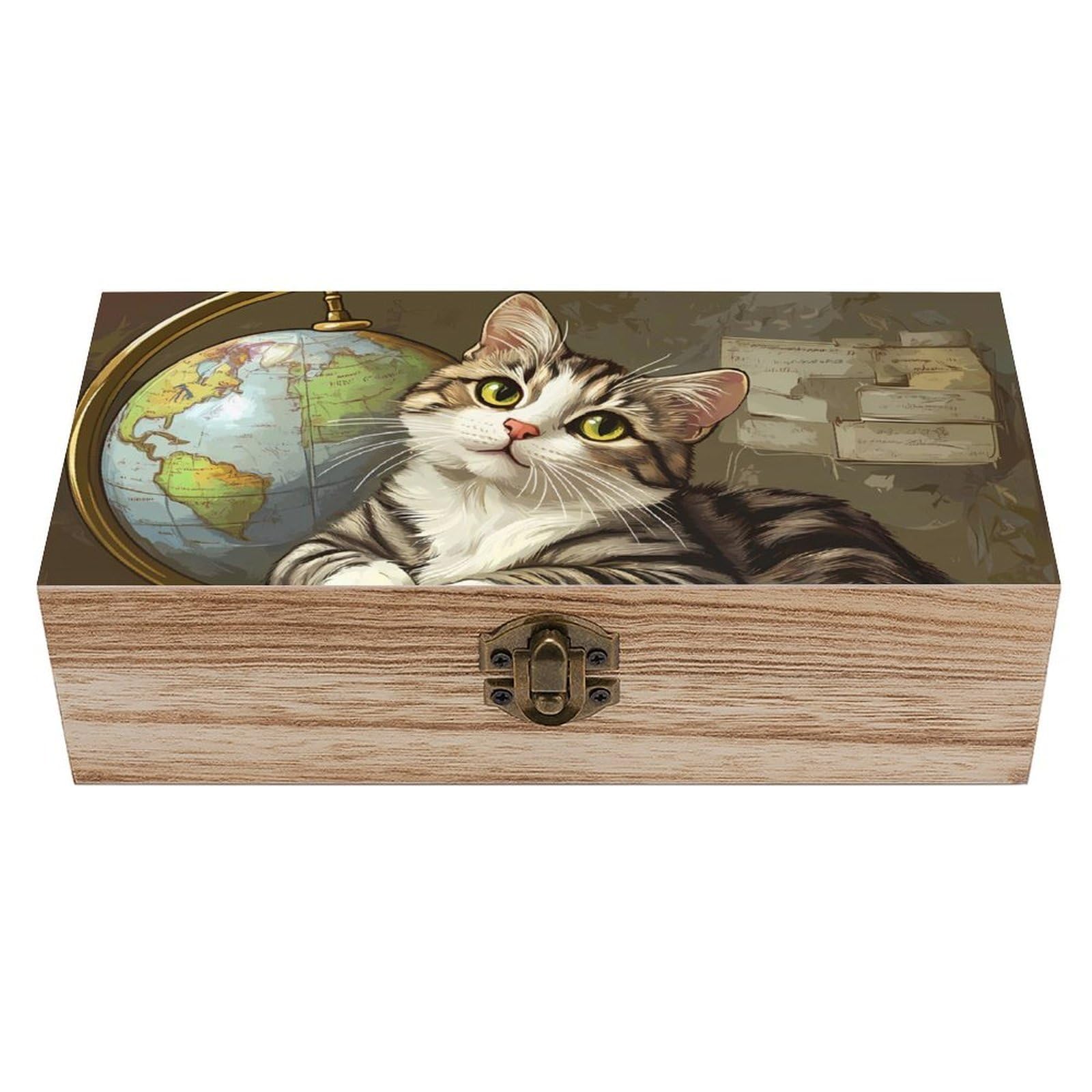 Smazdfxx As Pic Cat Book Wooden Storage Box Vintage Keepsake Box Jewelry Organizer Decorative Boxes With Lids