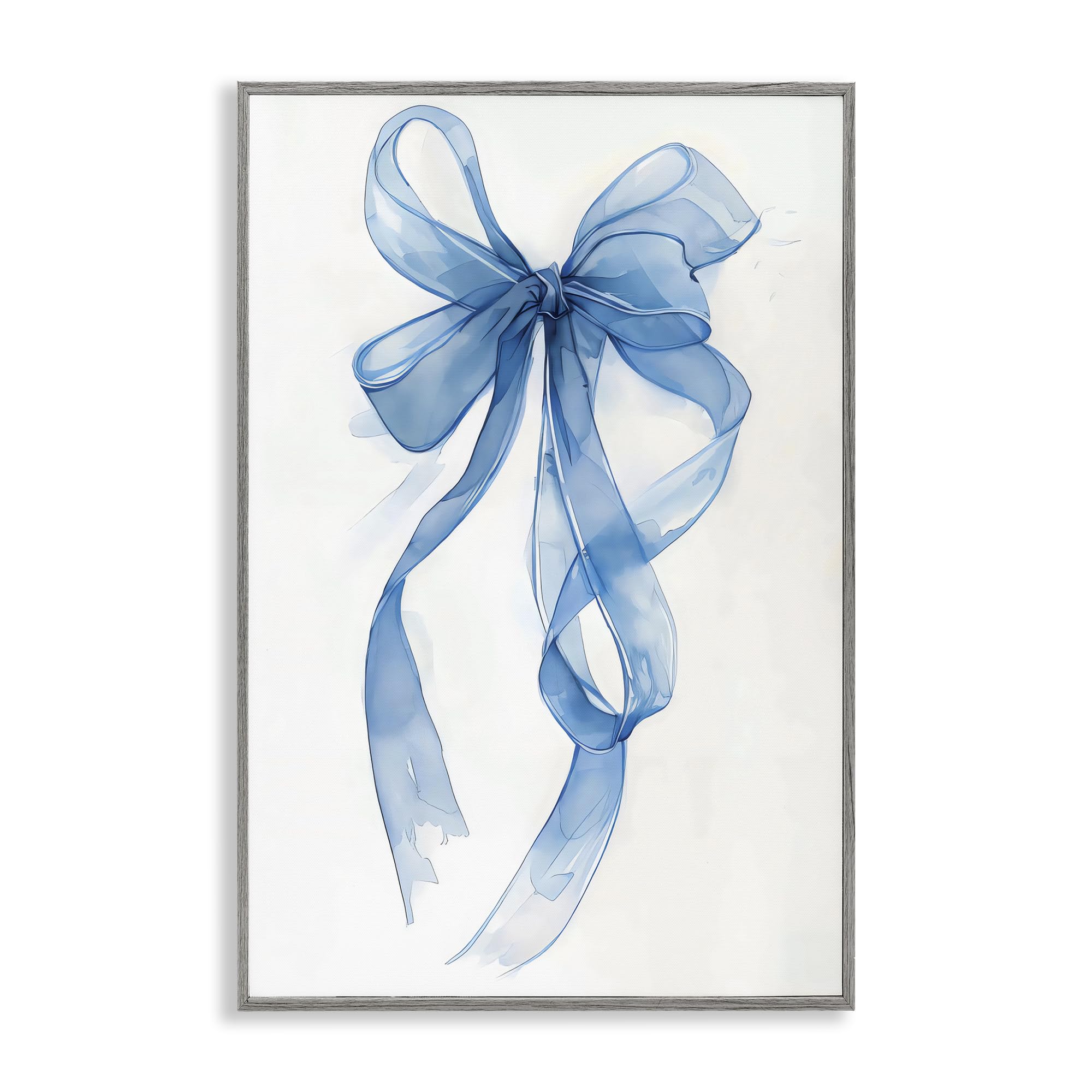 Giclée d'art encadrée Wispy Blue Bow, œuvre haut de gamme LSR Design Studio 45x30 cm