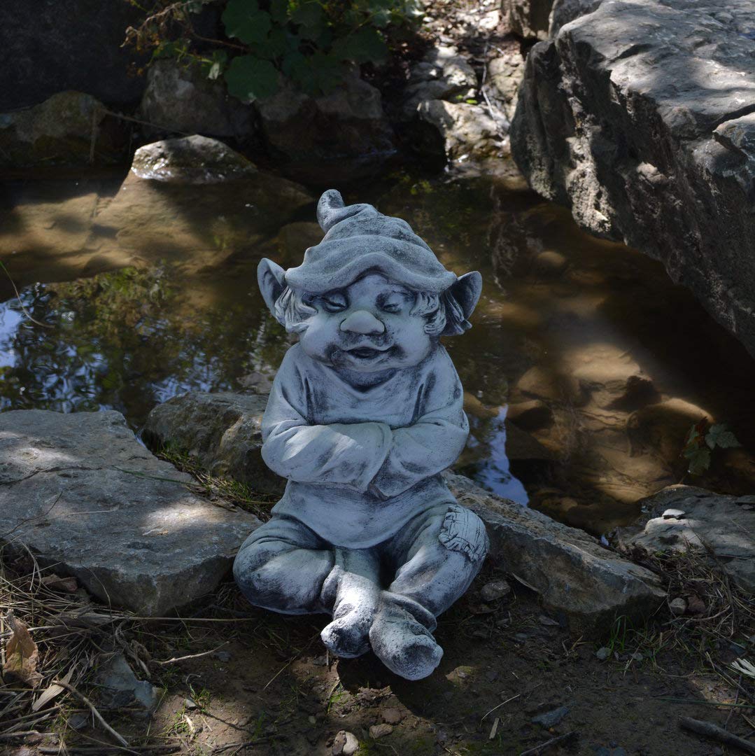 gartendekoparadies.de Figure de Pierre Massive GNOME Amusant « J’AI Froid »Troll Lutin en Pierre reconstituée, résistant au Gel