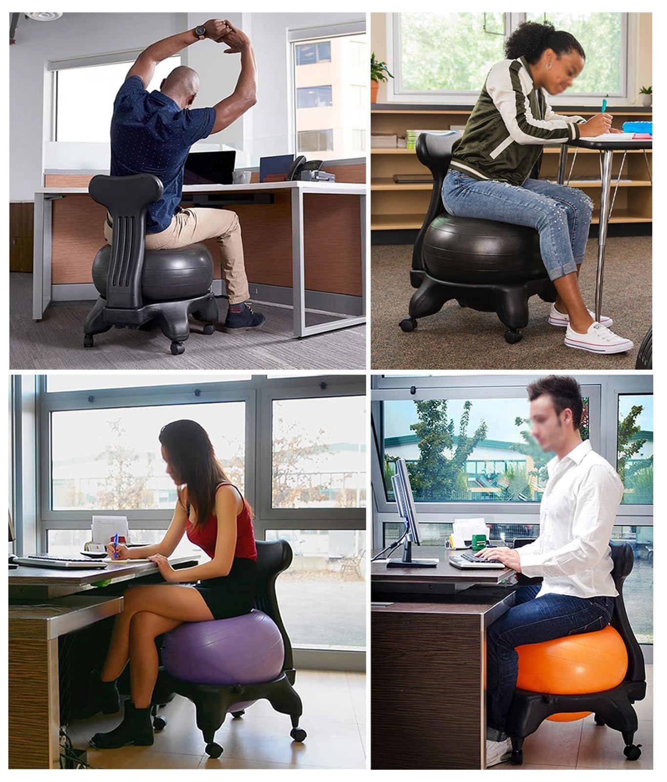 Yoga-Ballstuhl, Balance Ballstuhl Korrekte Sitzhaltung Und Koordinierte Wirbelsäule, Für Zuhause Und Büro Schreibtisch Kann Die Sitzposition Einstellen, Mit Yoga-Ball,004