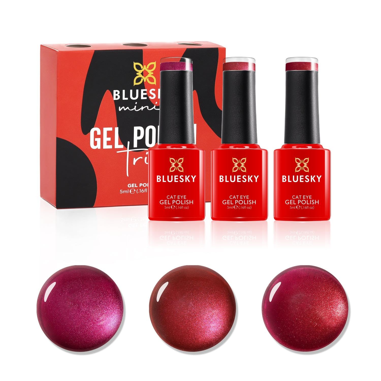 Bluesky Ruby Charm Cat Eye Gel Nail Polish Set (RRC03 Ruby Rose Glow, RRC04 Garnet Wine Spark, RRC05 Plum Ruby Radiance) | Magnetic Shimmer Effect | Long-Lasting, Chip-Resistant | 3 × 5 ml | Requires Curing Under UV/LED Lamp-image-29