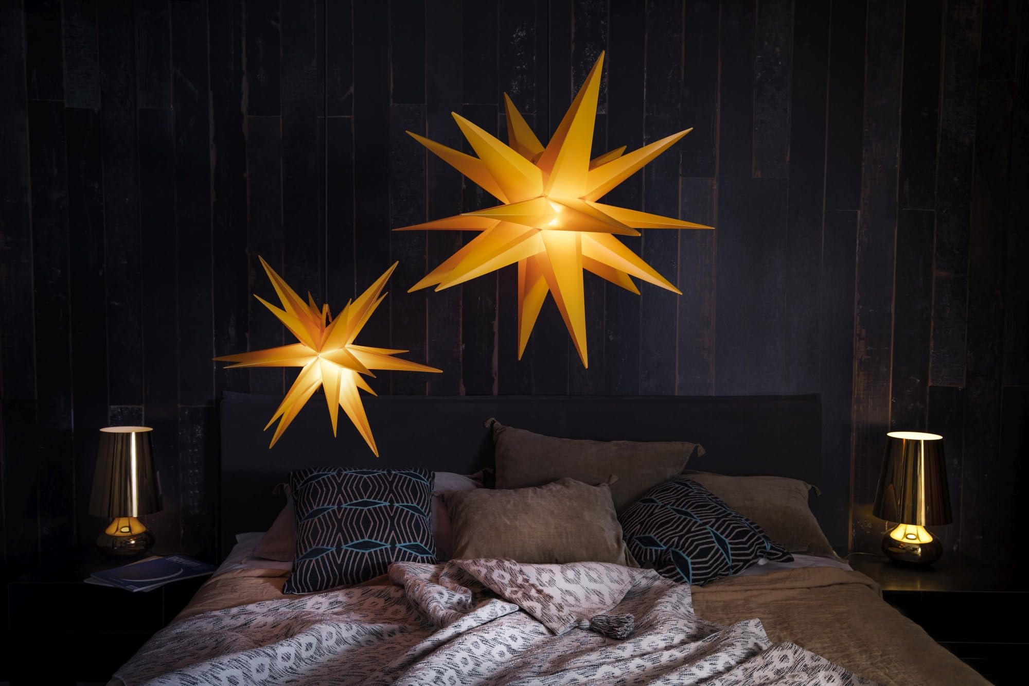 Novaliv Weihnachtsstern Dekostern 100cm GELB für INNEN + AUSSEN Weihnachtsbeleuchtung für Glühbirne E14 Gewinde mit Schuko Stecker Weihnachtsdeko Stern beleuchtet Xmas Lights Weihnachtslicht 3D Stern