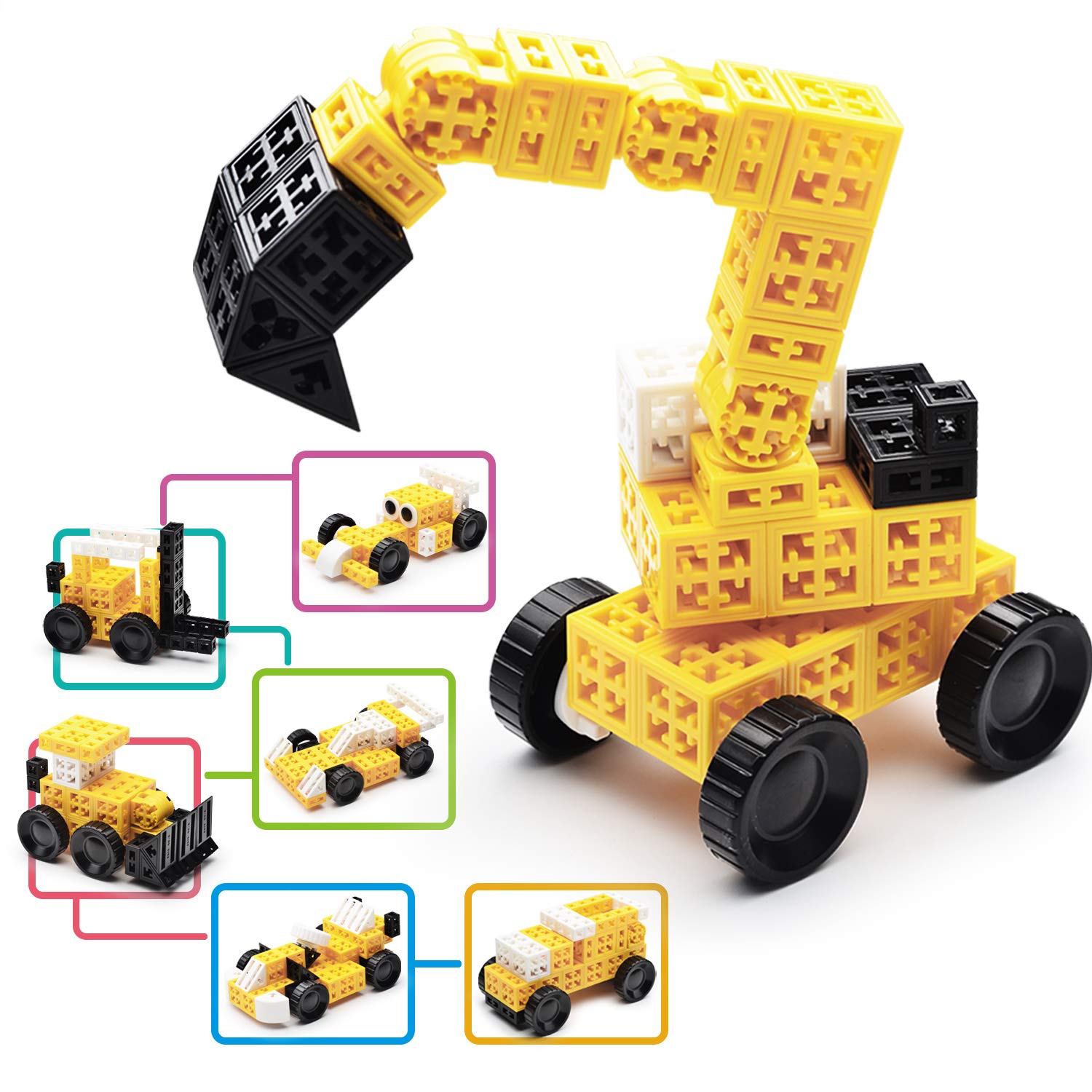 PUNGROW Concept Cars, Building Blocks 106 Pieces Set, Six-Sided Connection Building Bricks Toys Creative DIY Blocks, Birthday Gift Preschool Learning Blocks Educational Toy for Kids, Girls, Boys