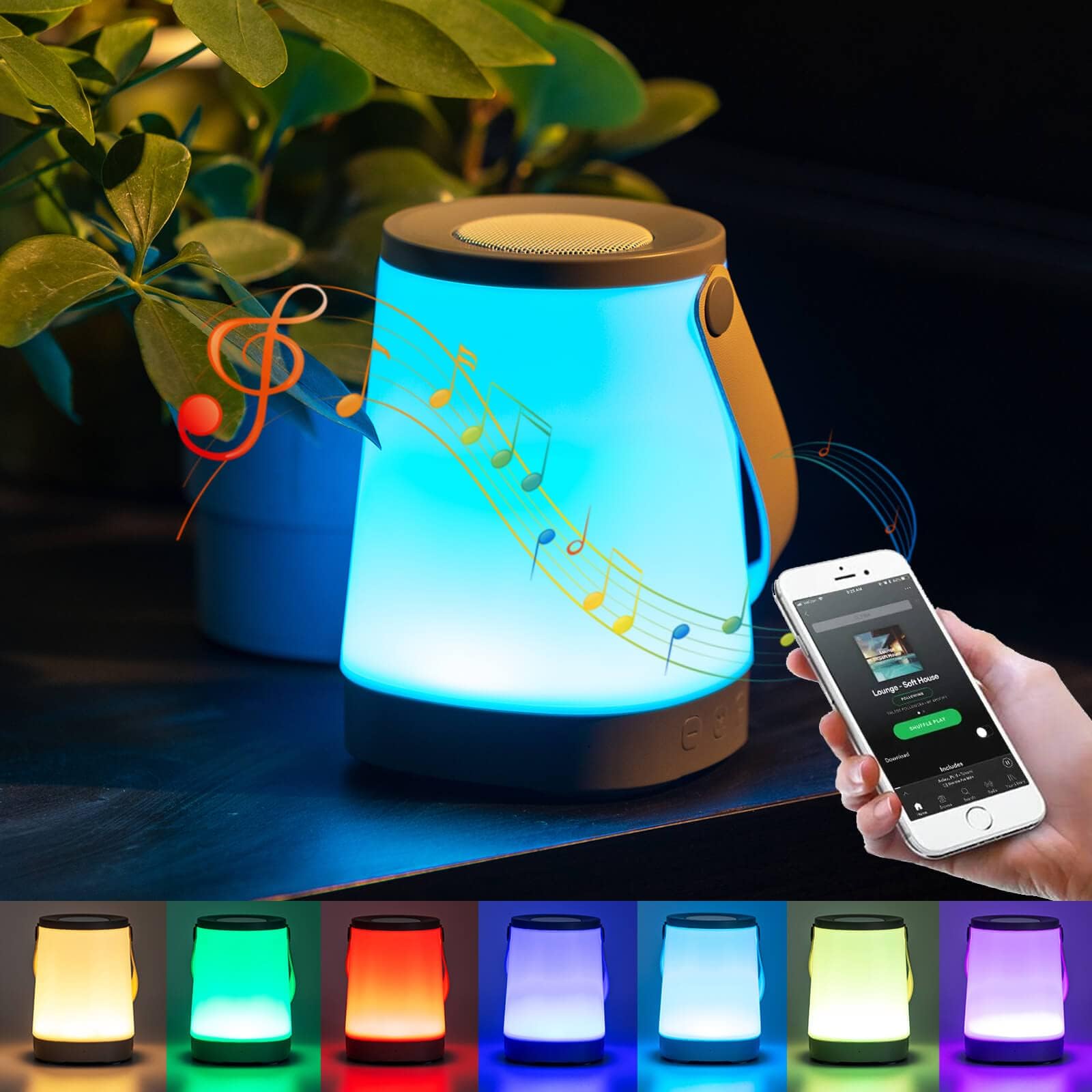 GIMURM RGB Night Light Lamp,Speaker Bluetooth Sound Table Lamp,Outdoor Camping Lamp Protable,Ambient Lights,Type-C,Bedroom,Living Room