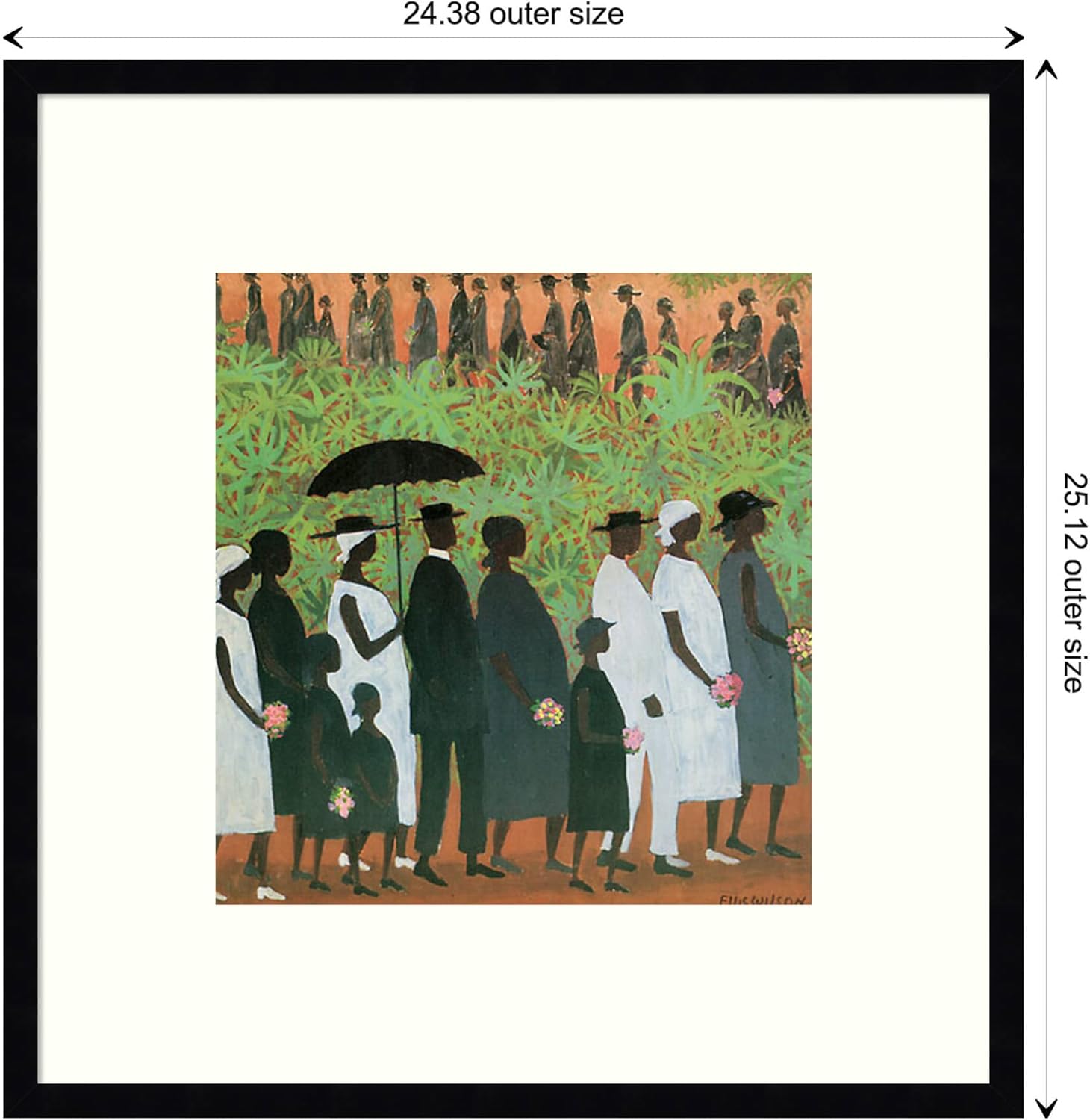 Amanti Art Framed Wall Art Print 25x25 Funeral Procession by Ellis Wilson, People Wall Art, Traditional Decor, Medium Poster Painting Artwork for Living Room, Bedroom, Bathroom, Kitchen, Office