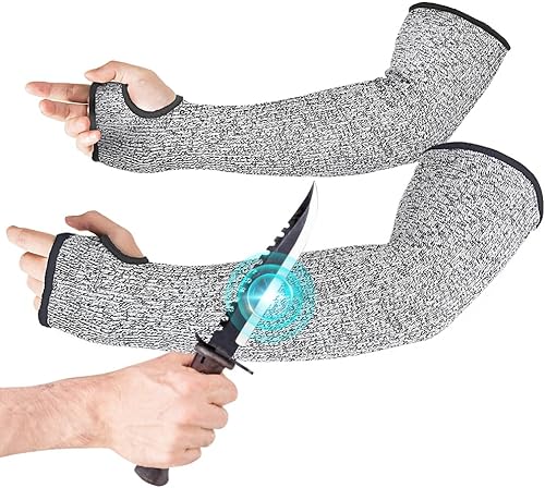 Miniatura 1 de IMENORY - Mangas resistentes a los cortes, con abertura para el pulgar, protegen el brazo, para piel delgada y contusiones, uso en cocina,