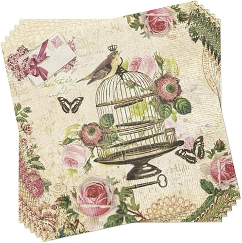 Servilletas florales de algodón, 40 servilletas de almuerzo, servilletas de papel de decoupage, servilletas para el día de la madre, servilletas de