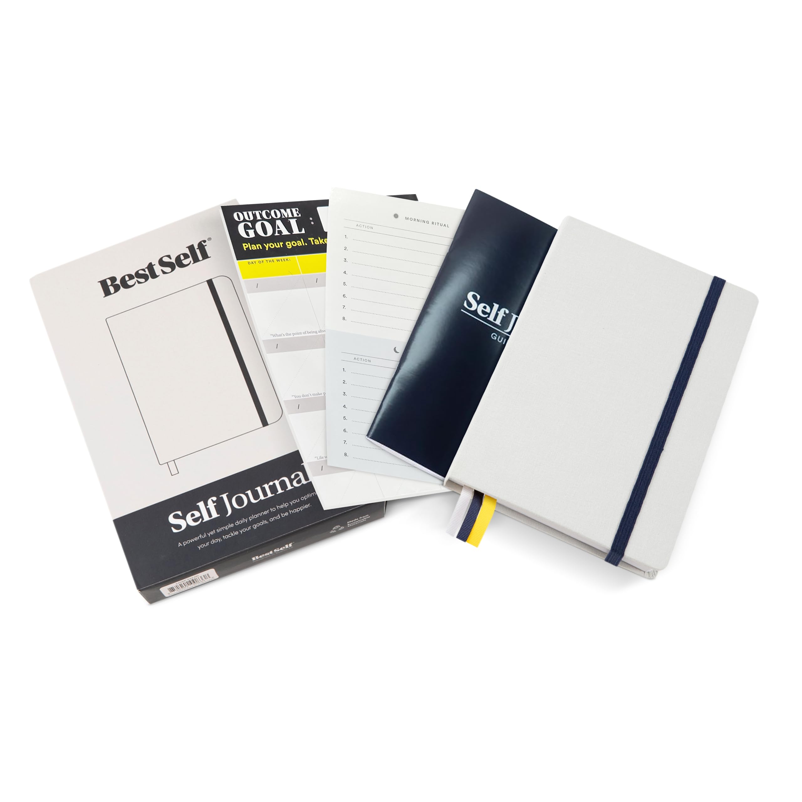 Self Journal by BestSelf — Undated 13-Week Planning, Productivity and Positivity System for Max Achievement and Goal Success — Track Gratitude, Habits and Goals Daily and Weekly (Gray Mist)