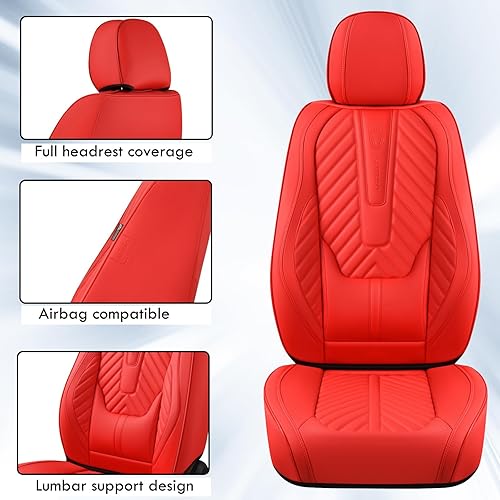Miniatura 3 de Coverado Fundas de asiento de automóvil, juego completo de fundas de asiento de cuero sintético, fundas protectoras de asiento de lujo, ajuste