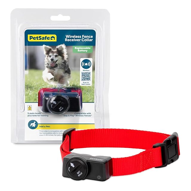 PetSafe Wireless Pet Containment System Receiver Collar - Battery-Operated Waterproof - Adjustable Receiver Collar with 5 Correction Levels