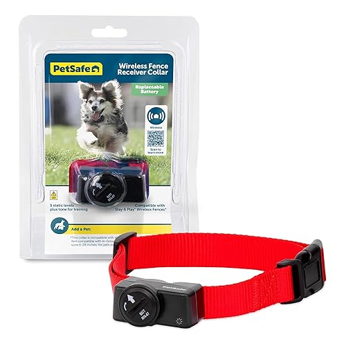 PetSafe Wireless Pet Containment System Receiver Collar - Battery-Operated & Waterproof - Adjustable Receiver Collar with 5 Correction Levels - for Dogs 5lb+