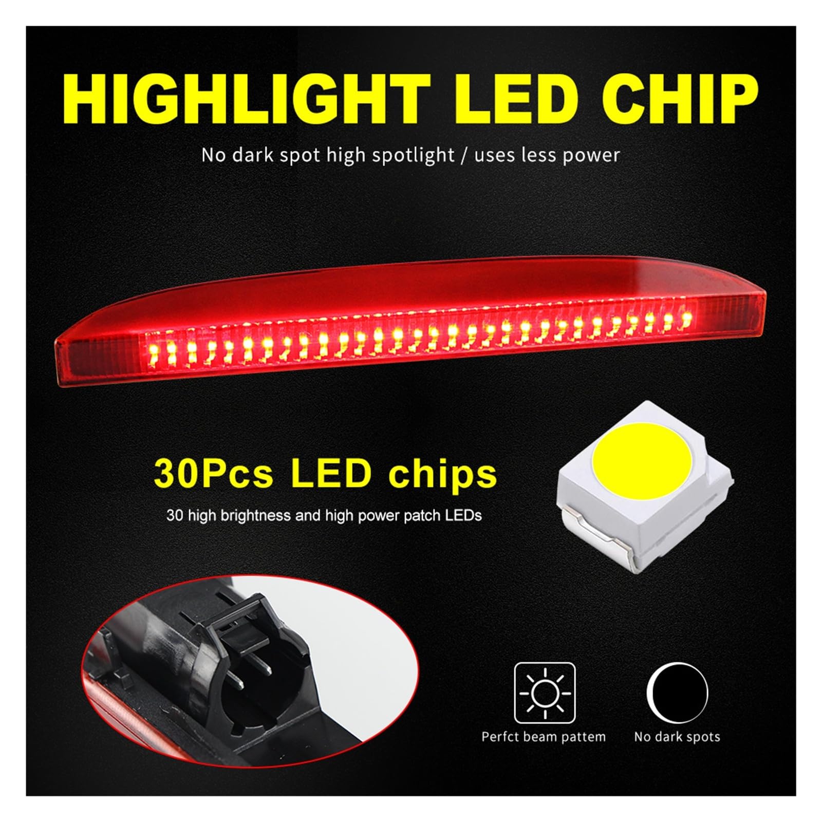 Troisième feu stop rouge for voiture Renault Clio2 MK2 1998 – 2005, feu d'arrêt automatique à montage élevé, lentille rouge fumée, 1 pièce, OEM:7700410753(1set RED LENS)