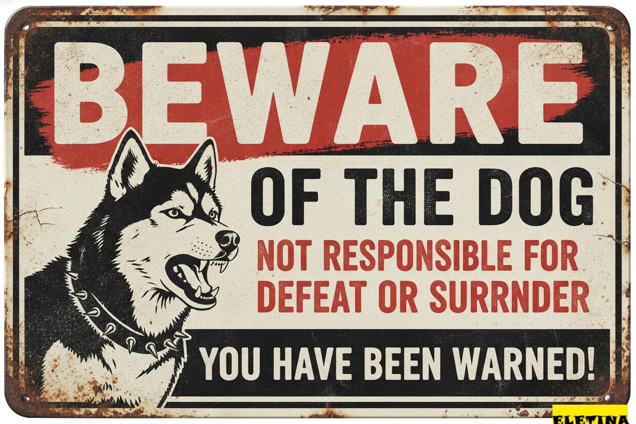 Custom Sign for Man Cave Beware Of The Dog Husky You Have Been Warned Aluminum Metal Tin S Outdoor Yard Warning Fence Yard Home Kitchen Farm Garden Wall Decor 8x12 Inch Private Property Decorative