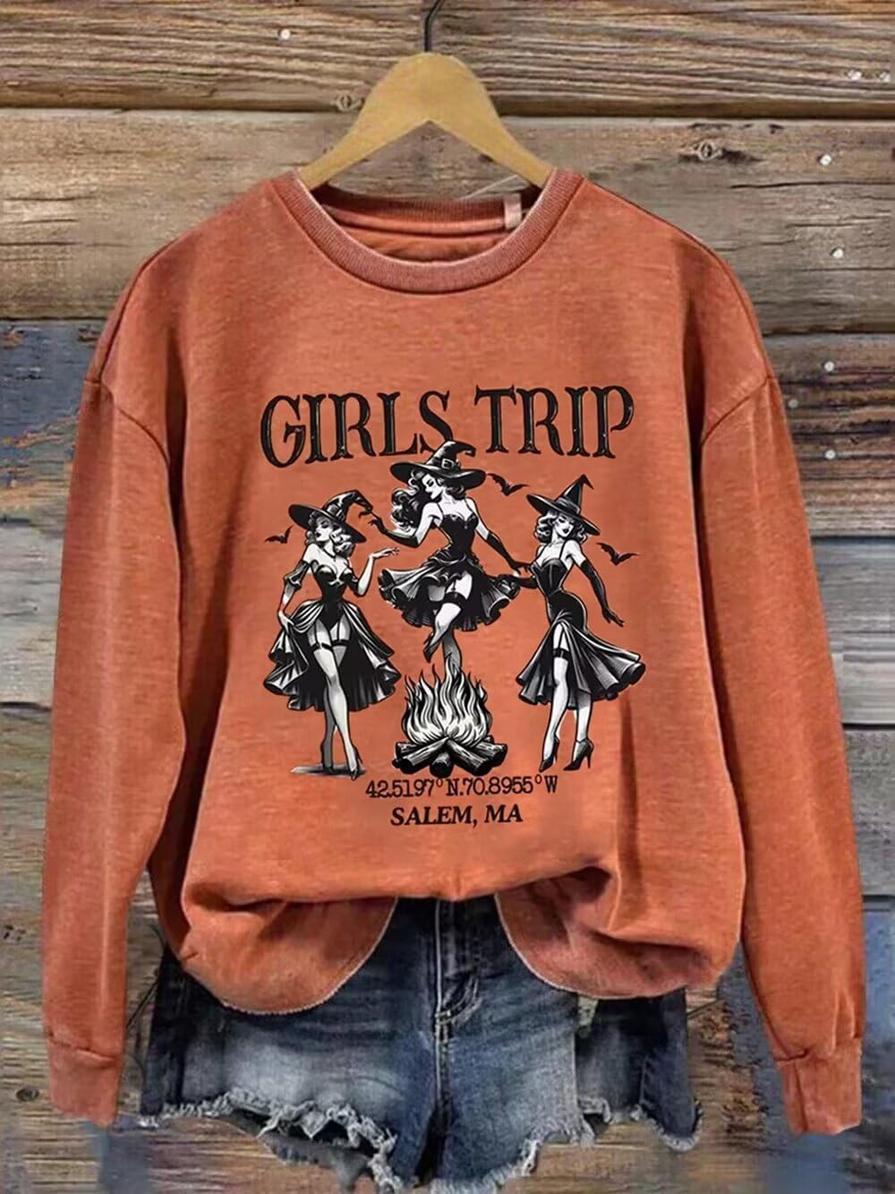Girls Trip Salem Sweatshirt for Women Witches Vintage Salem Witch Shirts Time To Get Wicked Pullover - Image 2