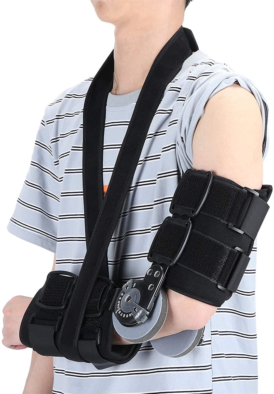 Supporto per Gomito Regolabile Tutore per Gomito Incernierato per Supporto per Lesioni al Braccio Adulto Stabilizzatore per Stecche per Frattura